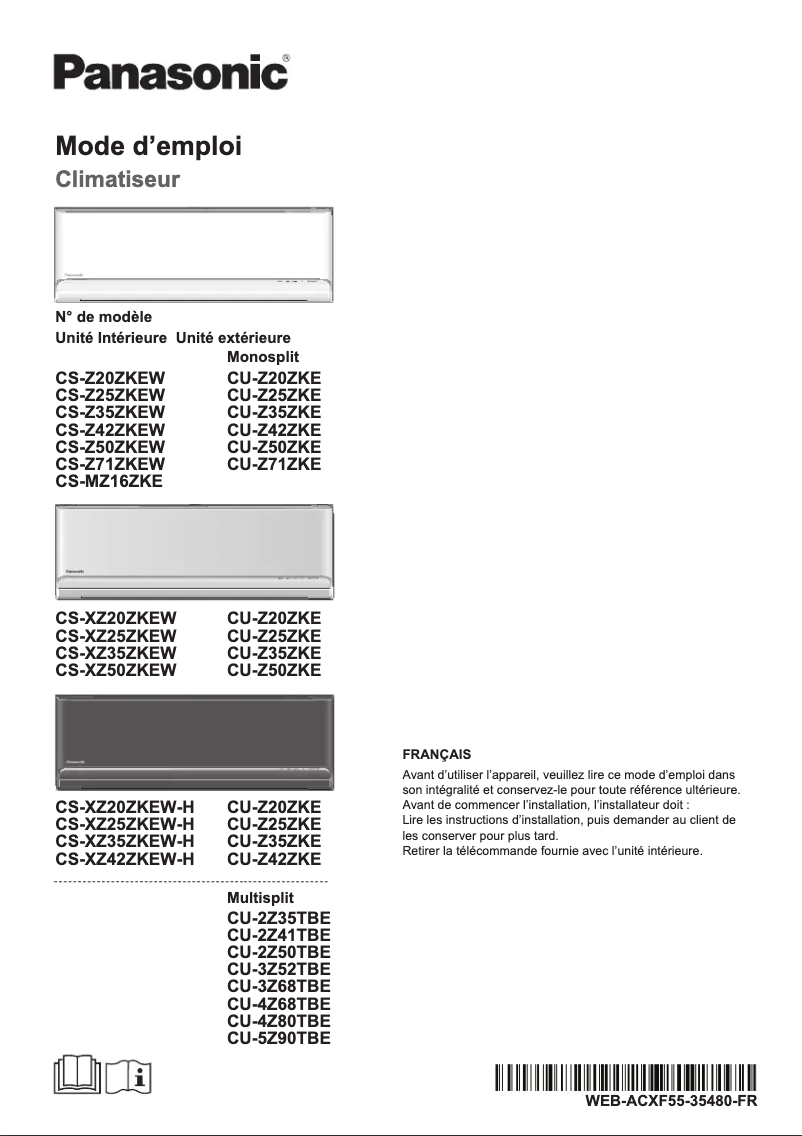 Image de la première page du manuel de l'appareil CU-Z71ZKE