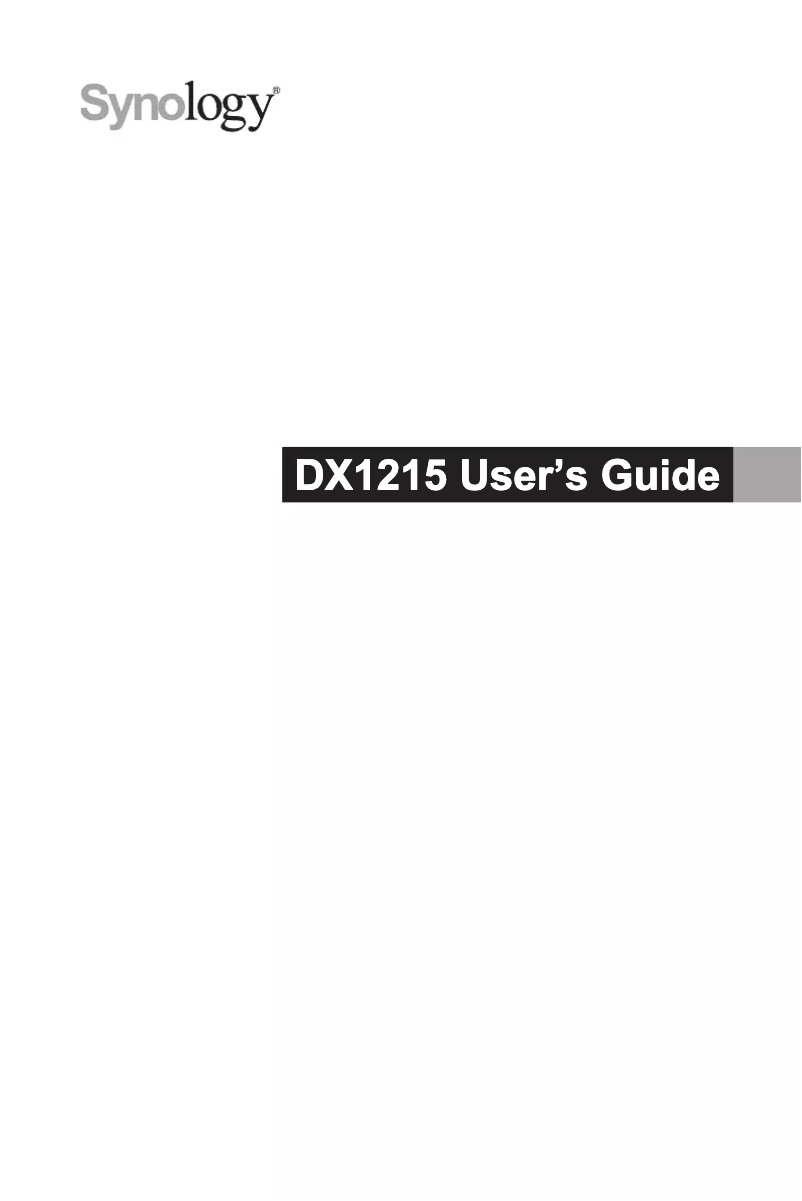 Page n°1 - Manuel utilisateur Synology DX1215