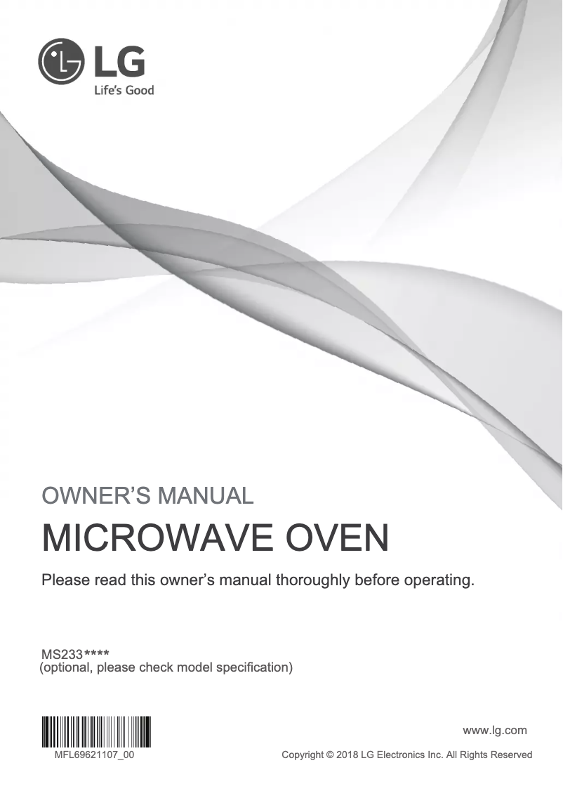 Page n°1 - Manuel utilisateur LG Neochef MS2336DB