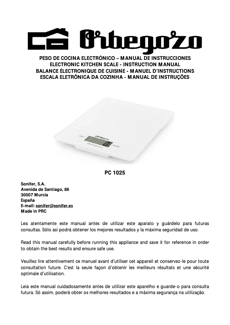 Image de la première page du manuel de l'appareil PC 1025