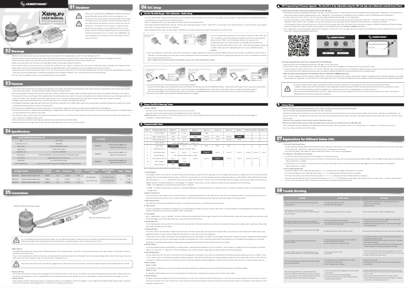 Page n°1 - Manuel utilisateur Hobbywing XERUN AXE540-1800KV-FOC
