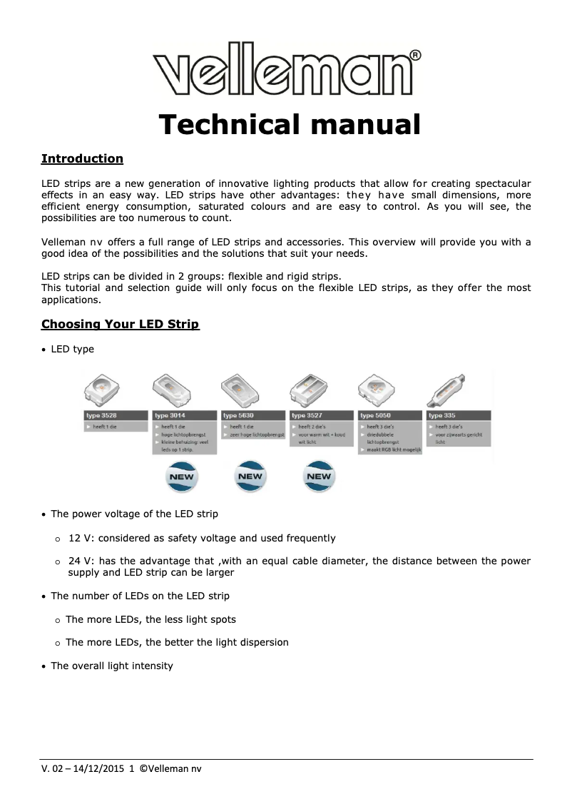 Page 1 de la notice Manuel utilisateur Velleman LS12M210RGBN