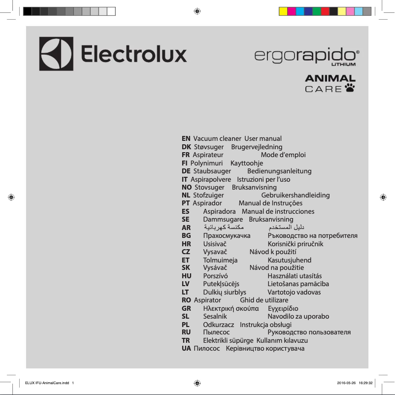 Page 1 de la notice Manuel utilisateur Electrolux ErgoRapido ZB3230P