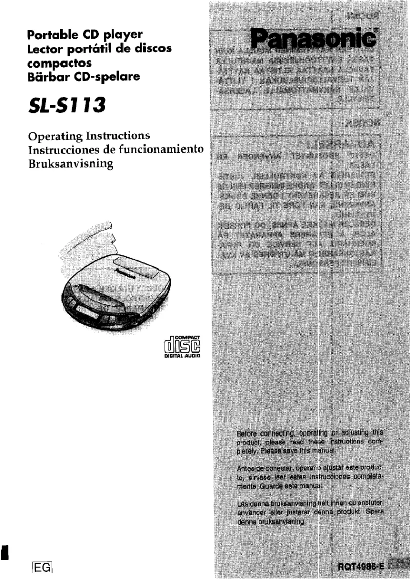 Page 1 de la notice Manuel utilisateur Panasonic SL-S113