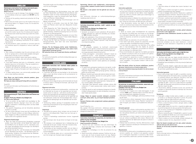 Page n°1 - Manuel utilisateur Hendi 837108