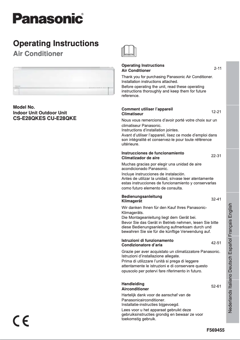 Página 1 del manual Manual de usuario Panasonic CU-E28QKE