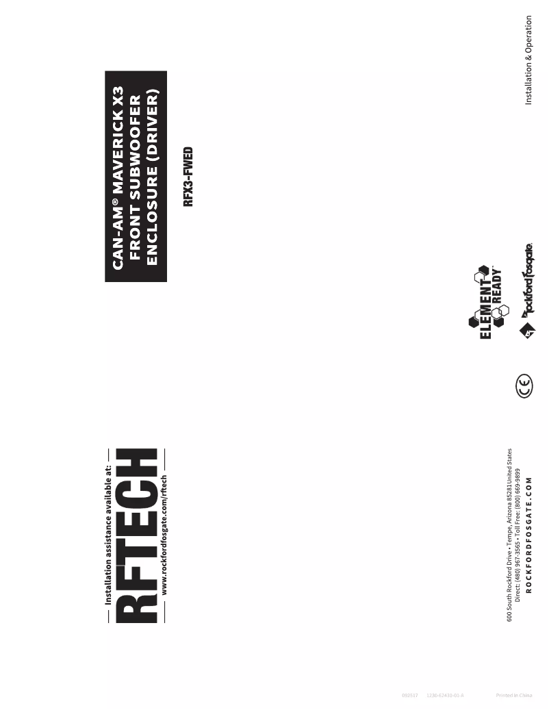 Page n°1 - Manuel utilisateur Rockford Fosgate X3-REAR