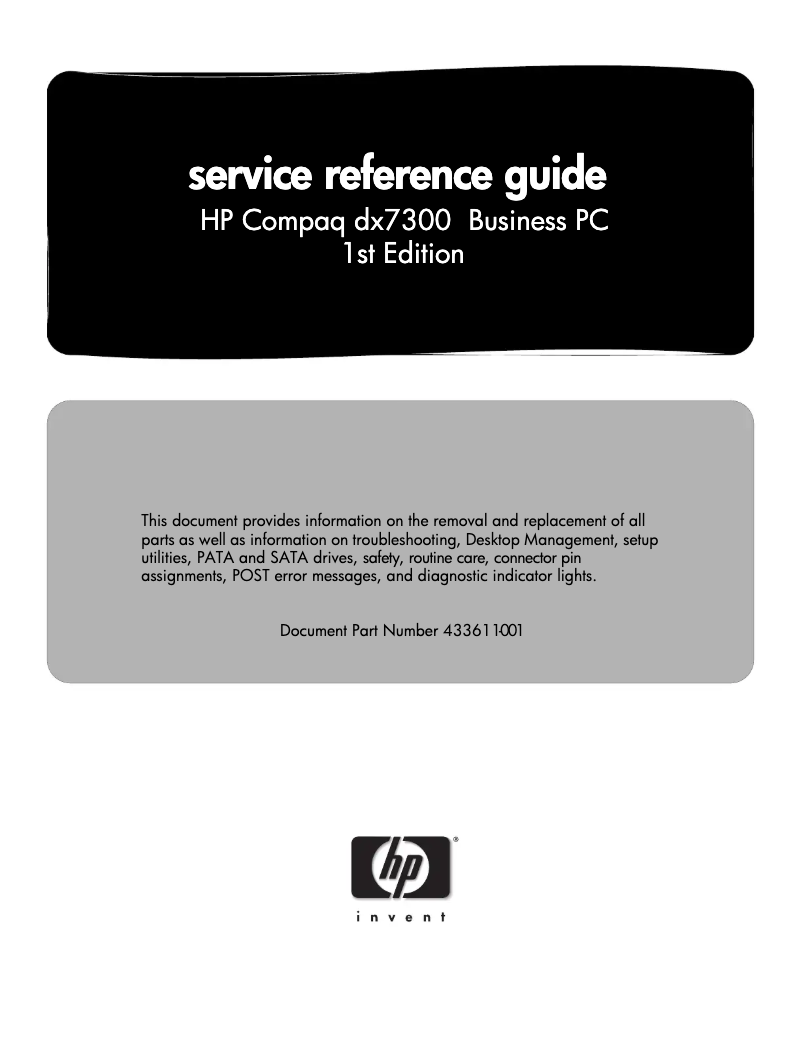 Page 1 de la notice Manuel utilisateur HP Compaq dx7300