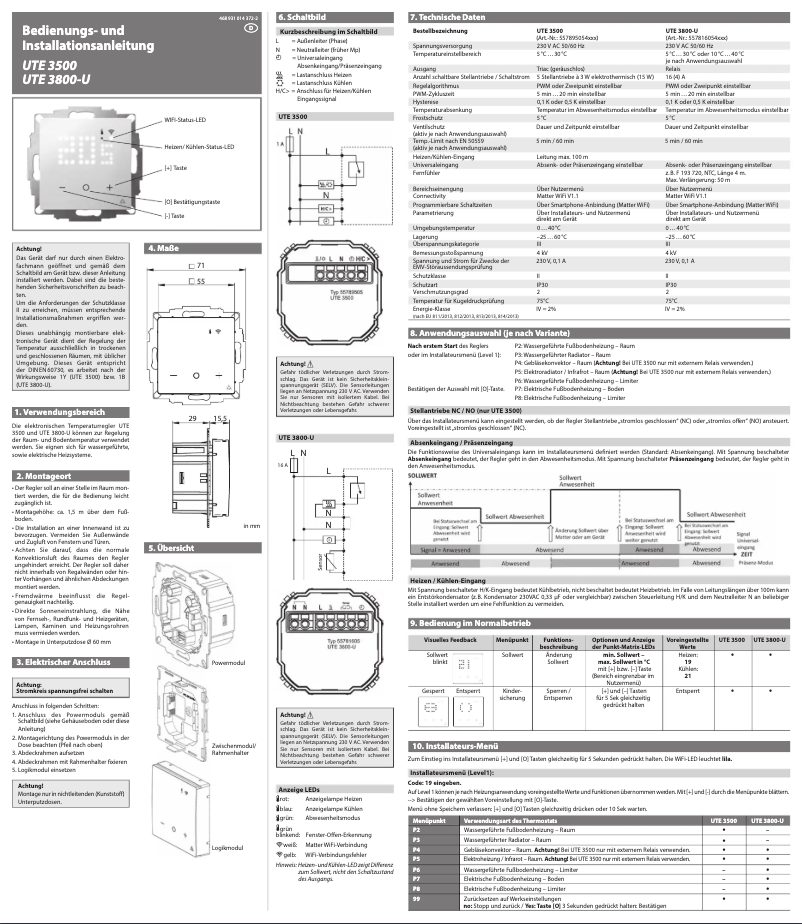 Page n°1 - Manuel utilisateur Eberle UTE 3500