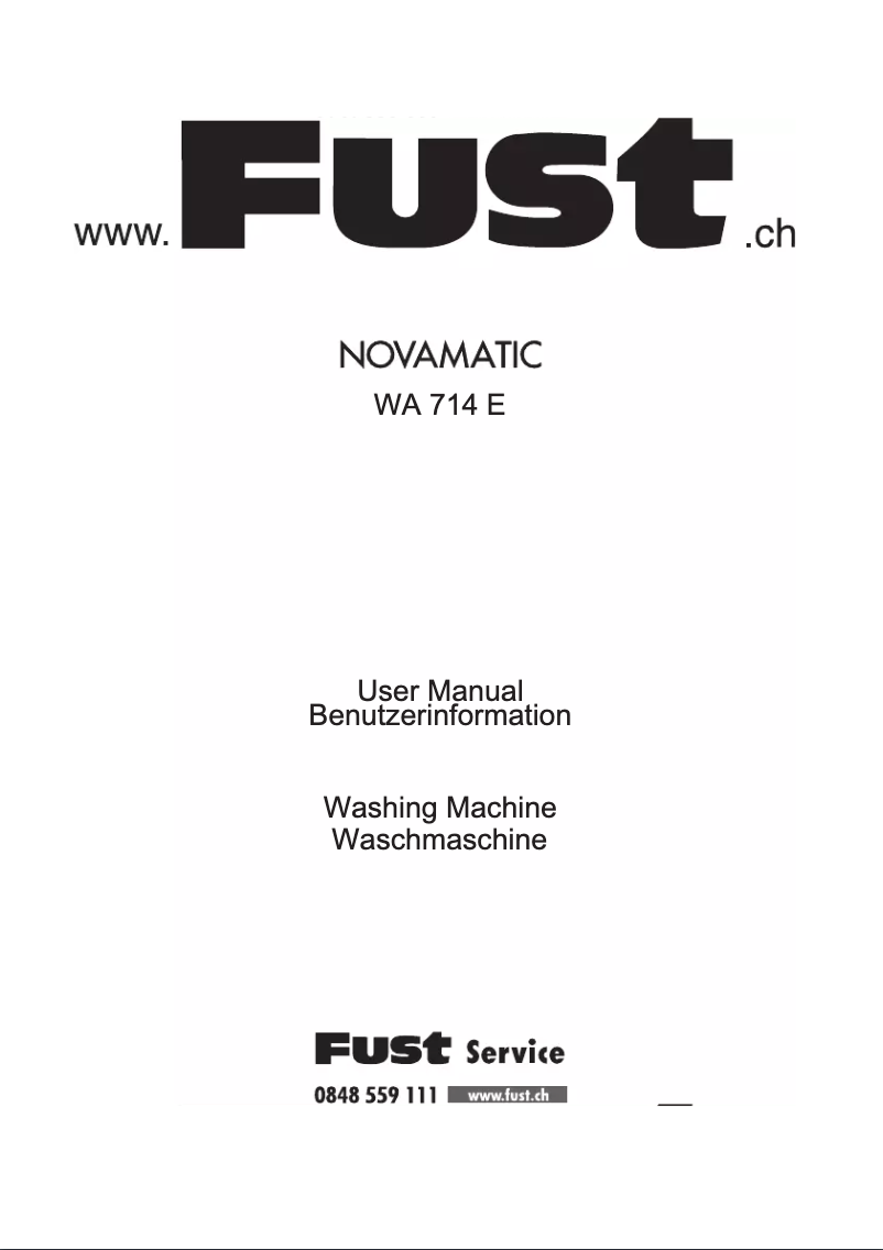 Page n°1 - Manuel utilisateur Novamatic WA 714E