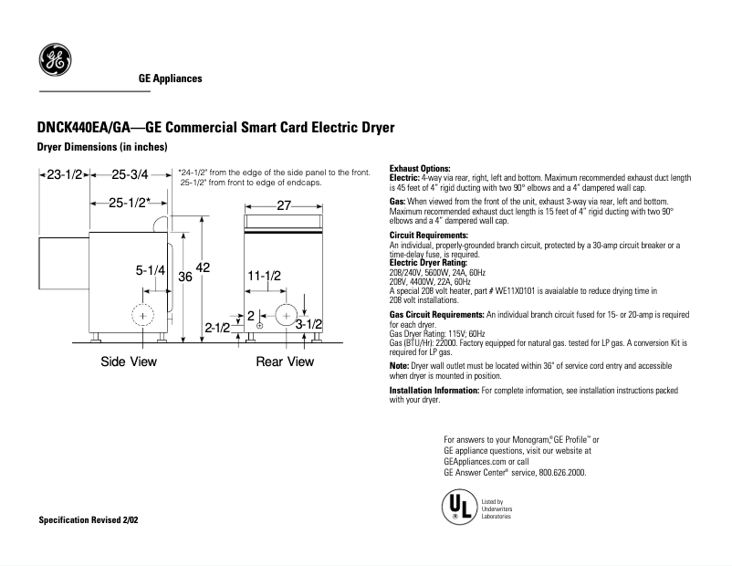 Page 1 de la notice Manuel utilisateur GE DNCK440GAWC