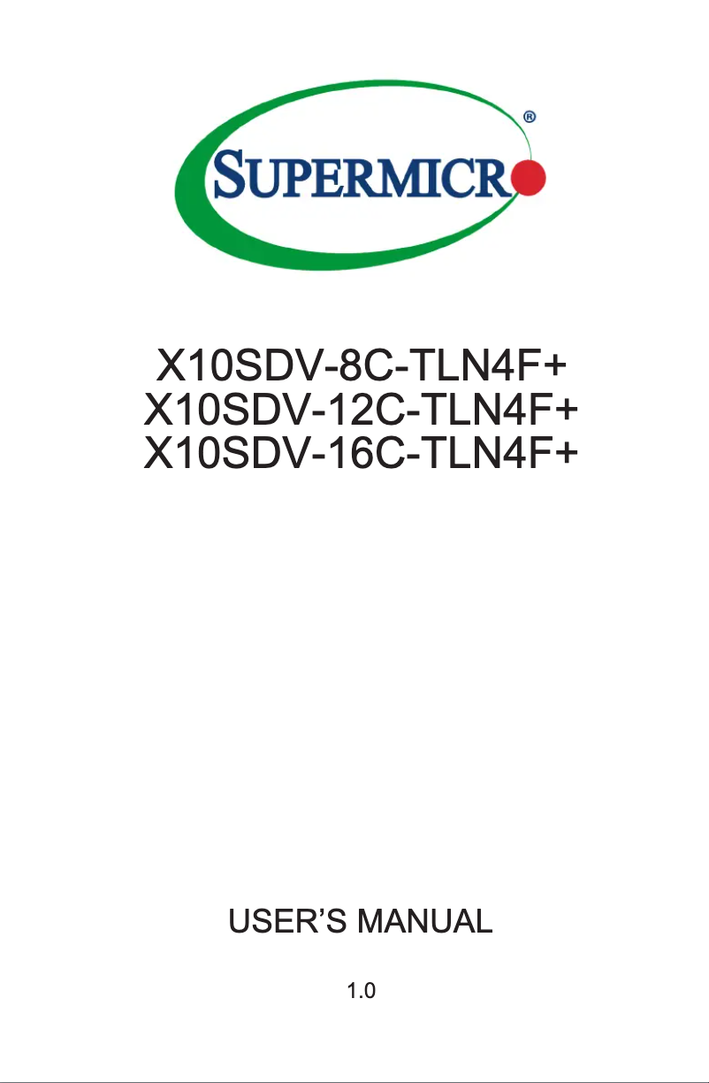 Image de la première page du manuel de l'appareil X10SDV-16C-TLN4F+