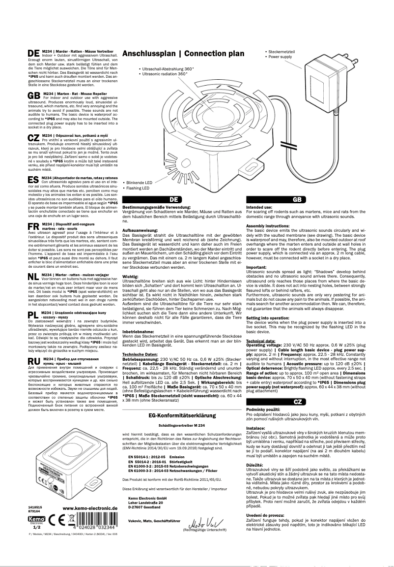 Imagen de la primera página del manual del dispositivo M234