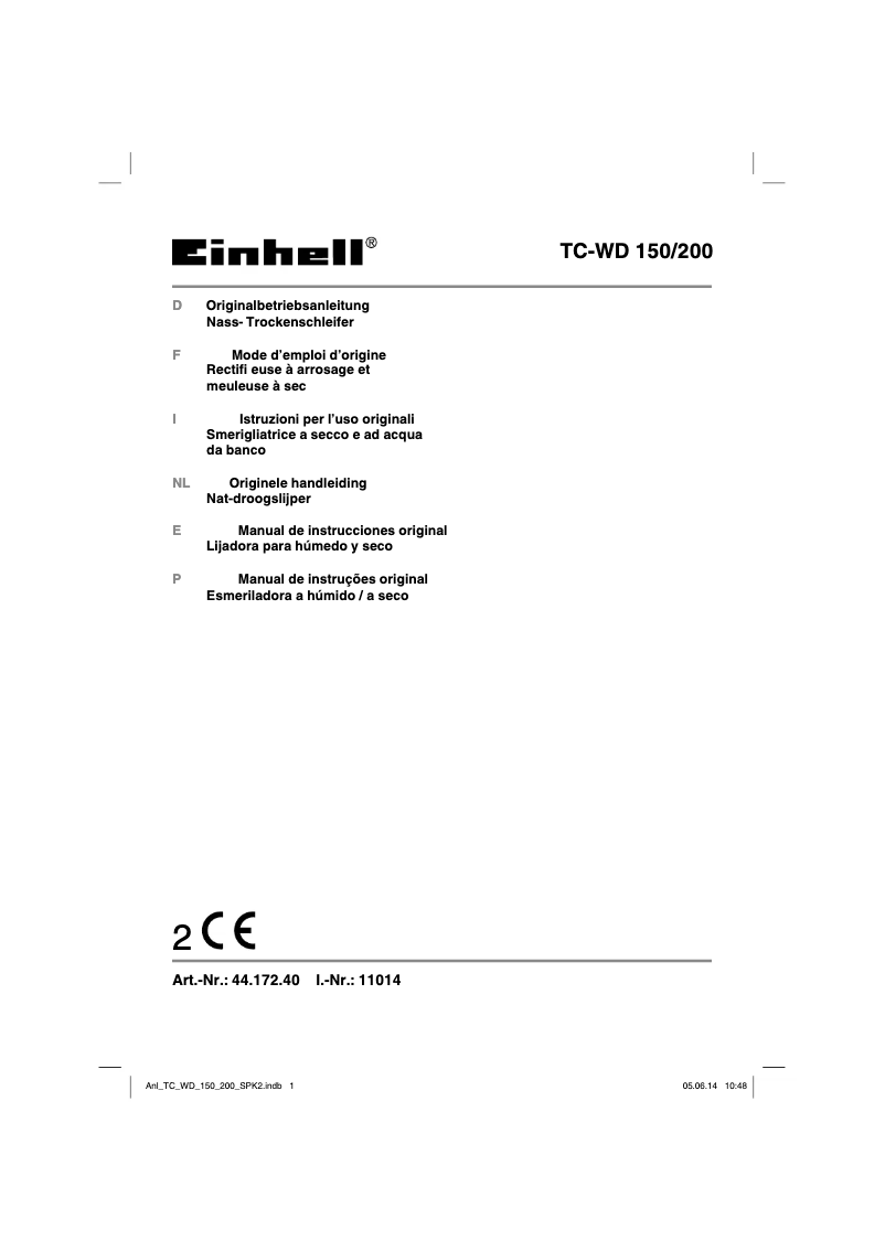 Page 1 de la notice Manuel utilisateur Einhell TC-WD 150/200