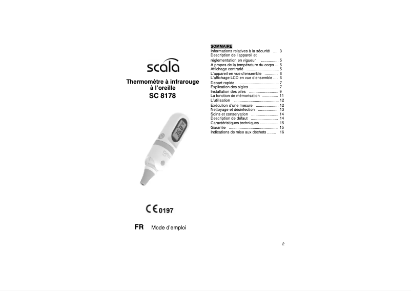Page 1 de la notice Manuel utilisateur Scala SC 8178