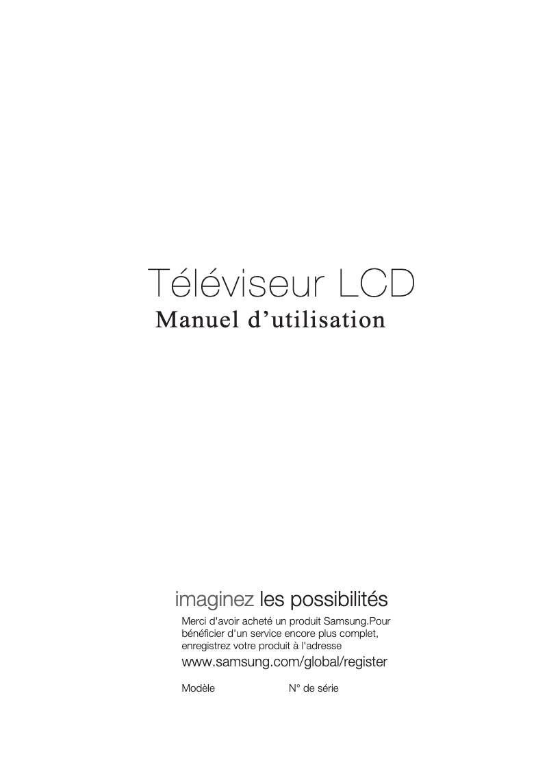 Page n°1 - Manuel utilisateur Samsung LA46C650L1R