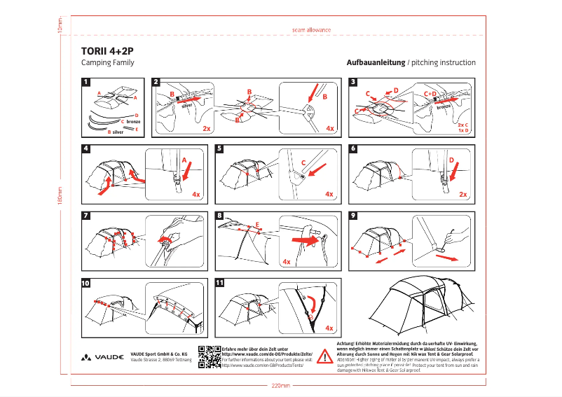 Page n°1 - Manuel utilisateur Vaude TORII 4+2P