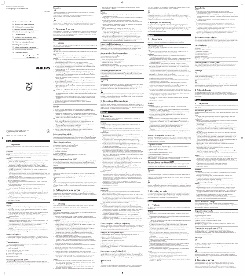 Page 1 of the manual User Manual Philips HR2860