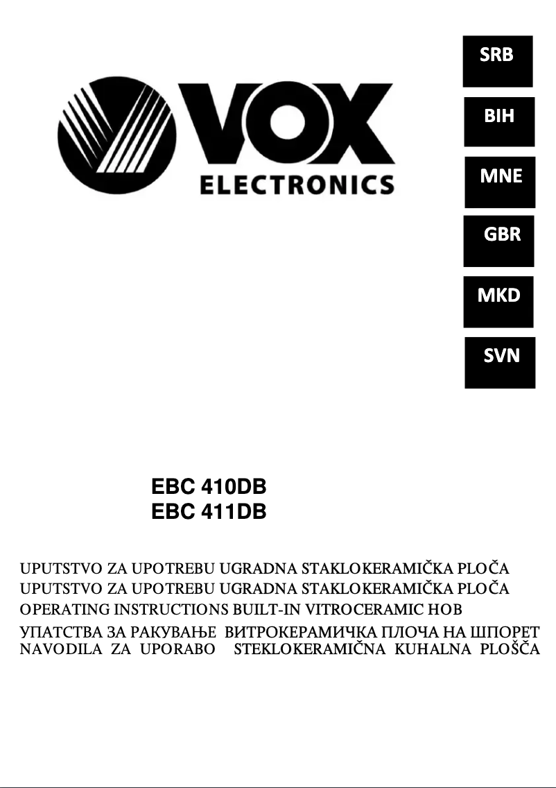 Page 1 de la notice Manuel utilisateur VOX EBC400DB