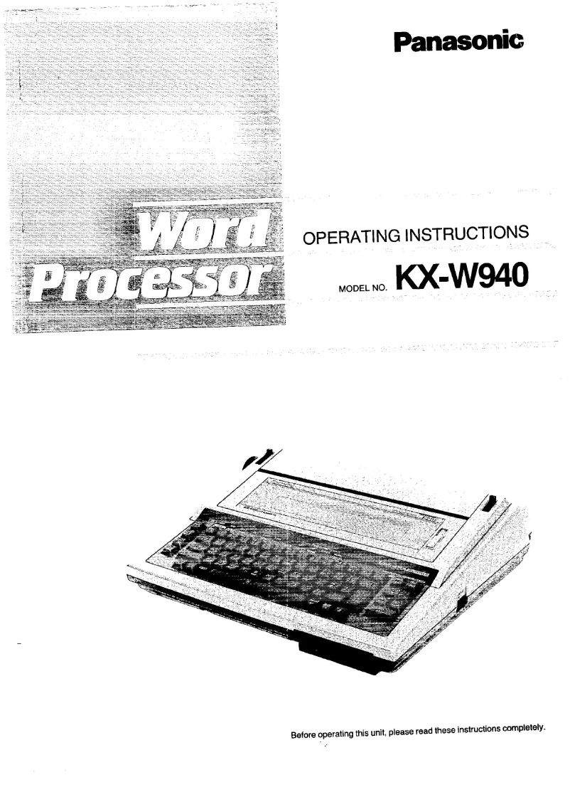 Page 1 de la notice Manuel utilisateur Panasonic KX-W940
