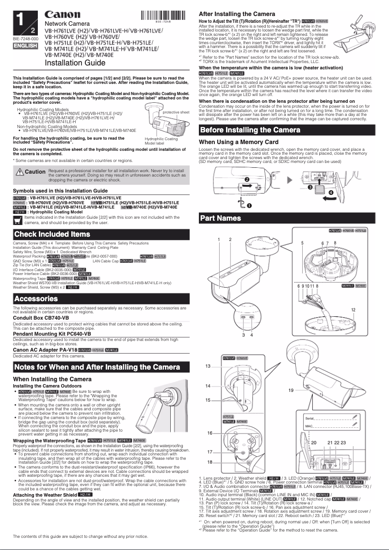 Page 1 de la notice Manuel utilisateur Axis VB-M741LE (H2)