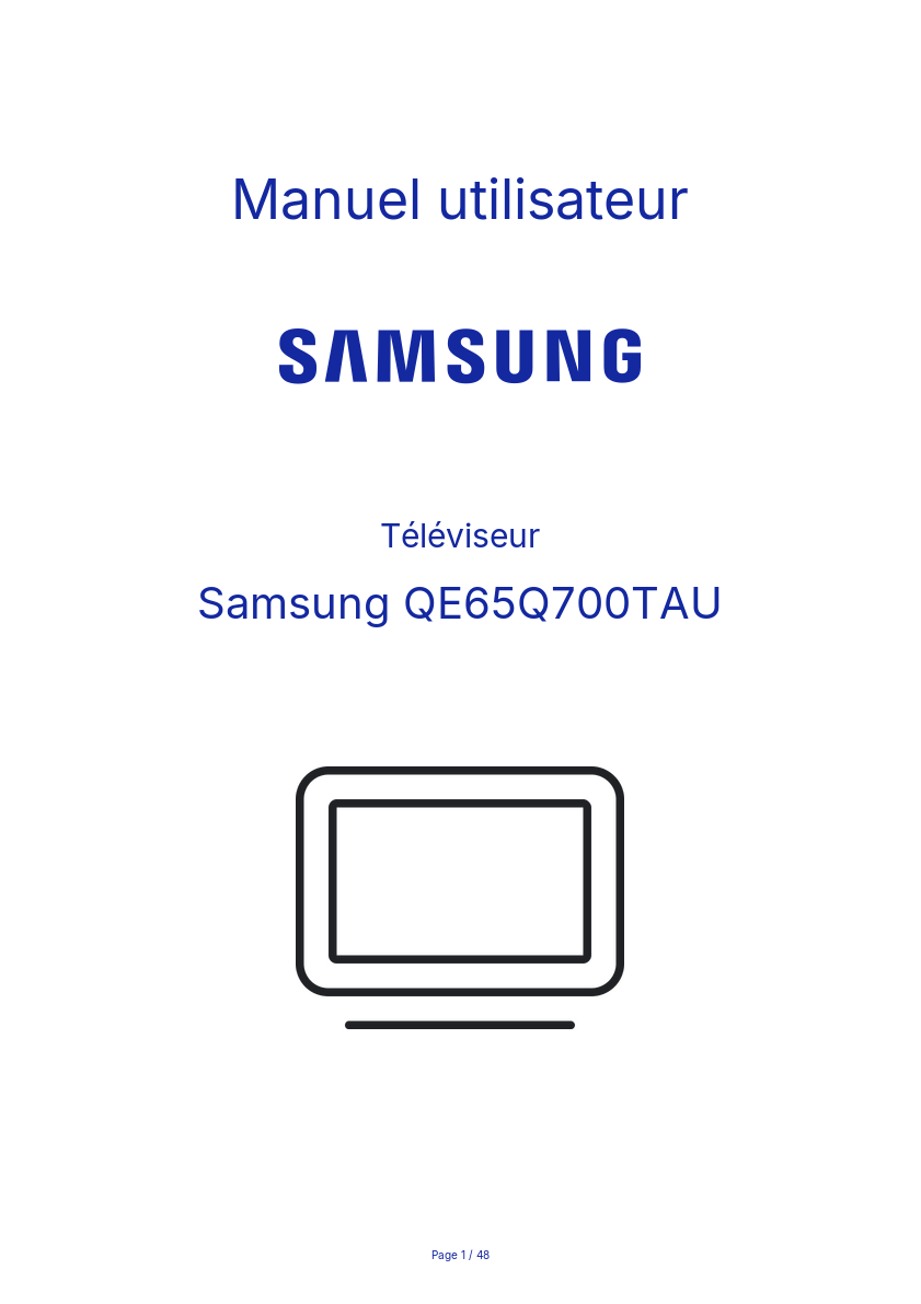 Image de la première page du manuel de l'appareil QE65Q700TAU