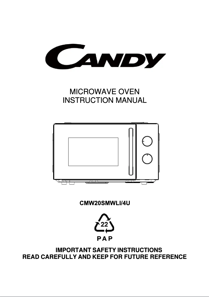Page 1 de la notice Manuel utilisateur Candy CMW20SMWLI