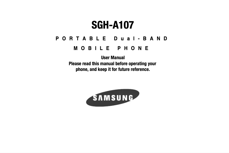 Page n°1 - Manuel utilisateur Samsung SGH-A107