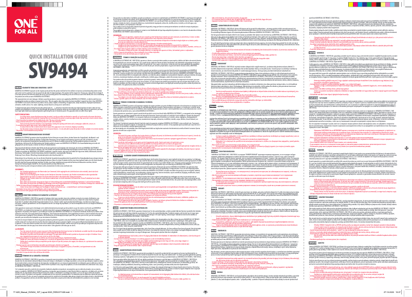 Page 1 de la notice Manuel utilisateur One for all SV 9494