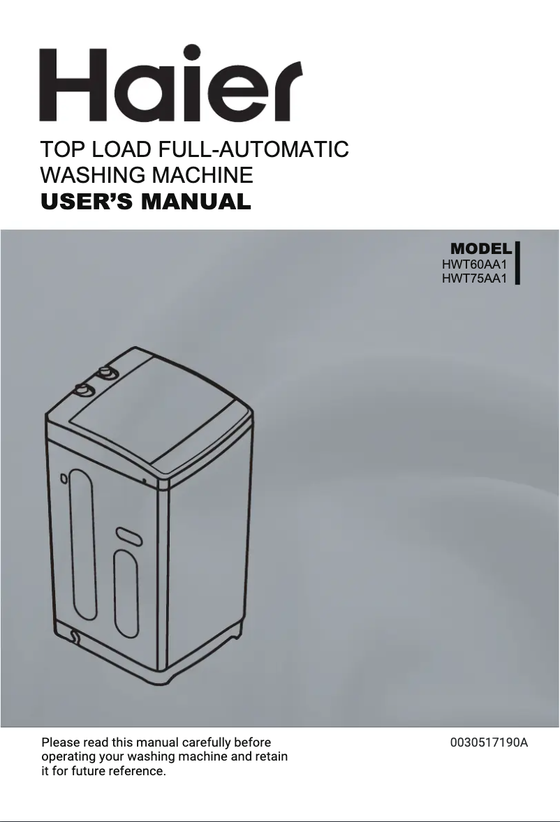 Page 1 de la notice Guide d'installation Haier HWT75AA1