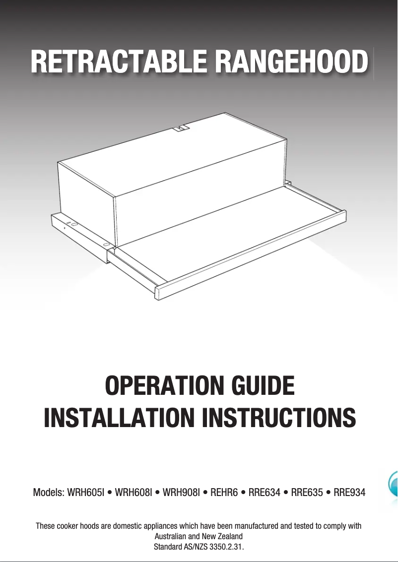 Page n°1 - Guide d'installation Westinghouse WRH908IW