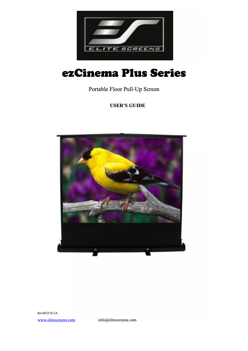 Page 1 de la notice Manuel utilisateur Elite Screens ezCinema Plus