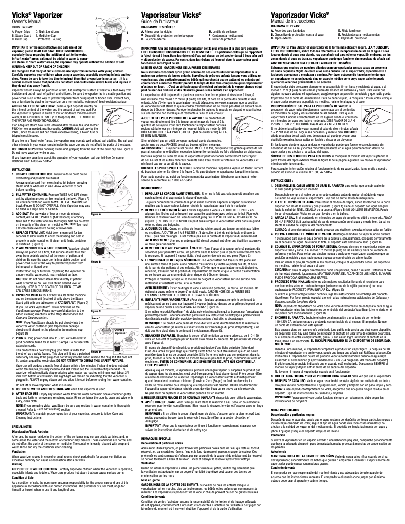 Page 1 de la notice Manuel utilisateur Vicks V150SG