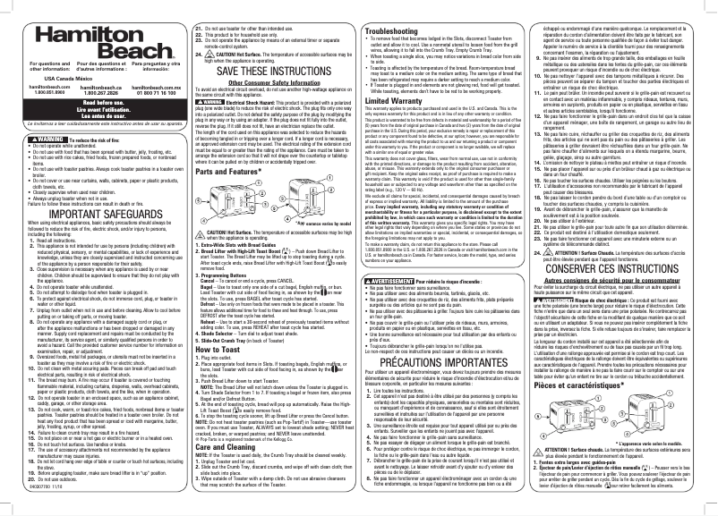 Page n°1 - Manuel utilisateur Hamilton Beach 24990