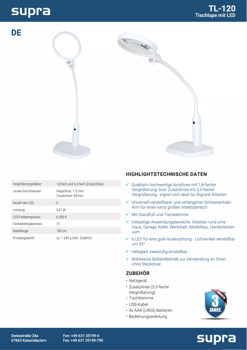 Page 1 de la notice Manuel utilisateur Maginon TL-120