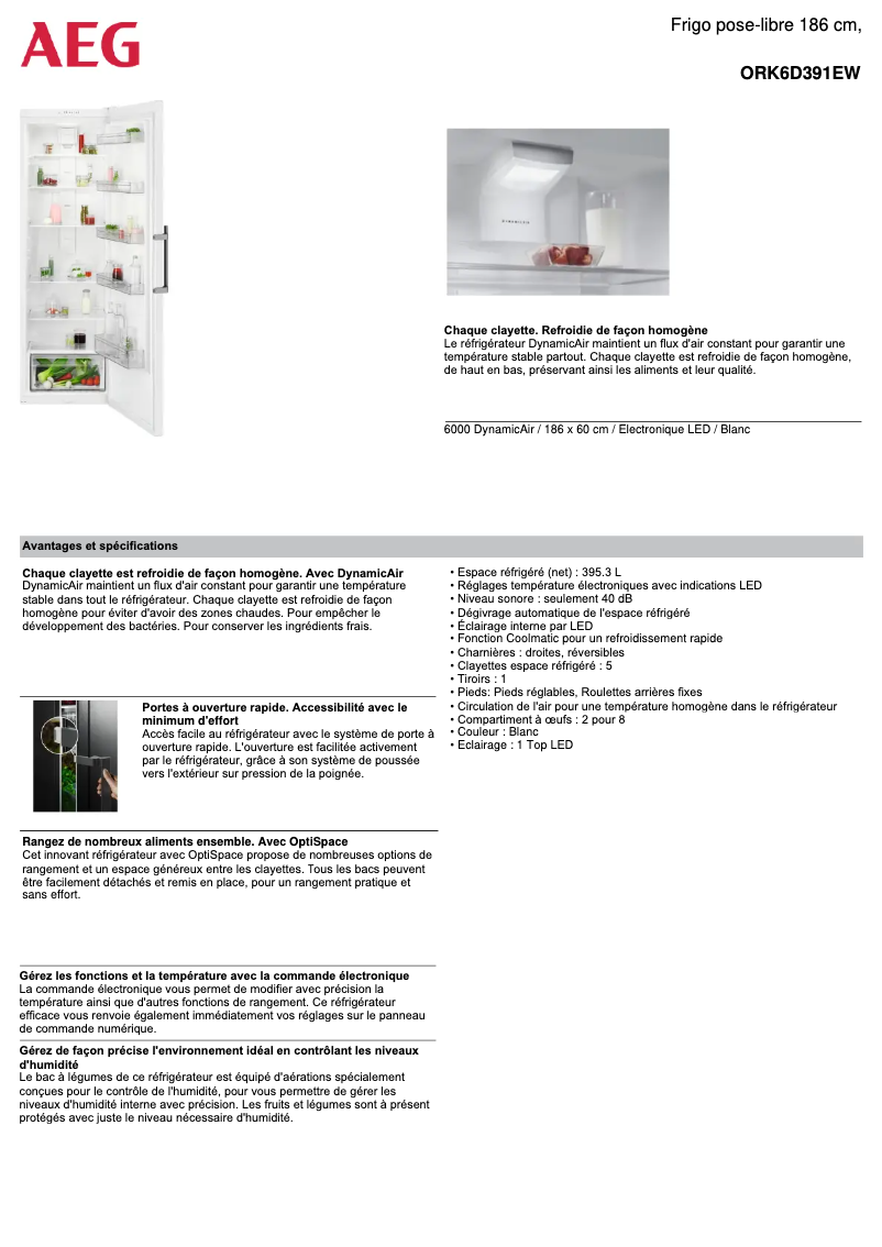 Image de la première page du manuel de l'appareil ORK6D391EW