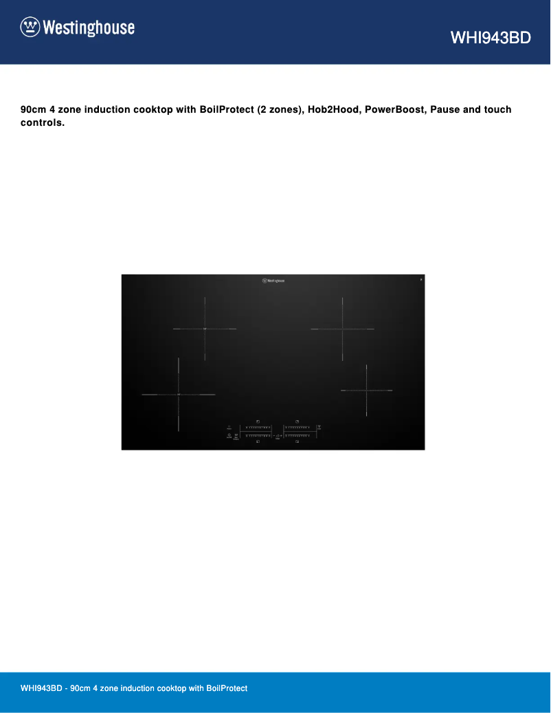 Page n°1 - Fiche technique Westinghouse WHI943BD