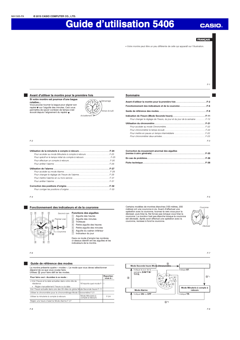 Page n°1 - Manuel utilisateur Casio Edifice EFR-550RB-2AER