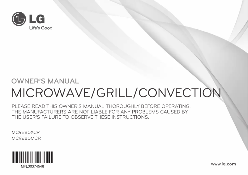 Page 1 de la notice Manuel utilisateur LG MC9280MCR