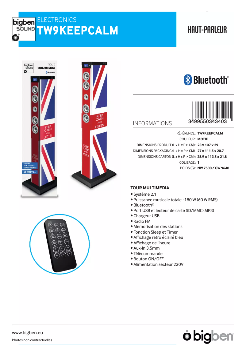 Page 1 of the manual User Manual Bigben Interactive TW9KEEPCALM