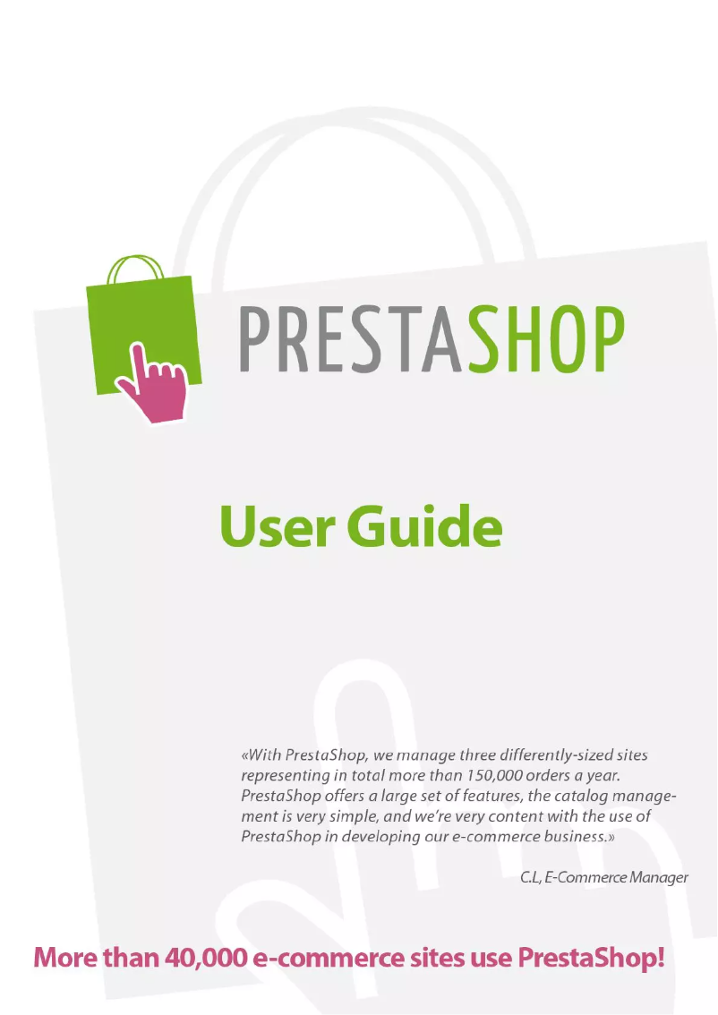 Page n°1 - Manuel utilisateur PrestaShop 1.3
