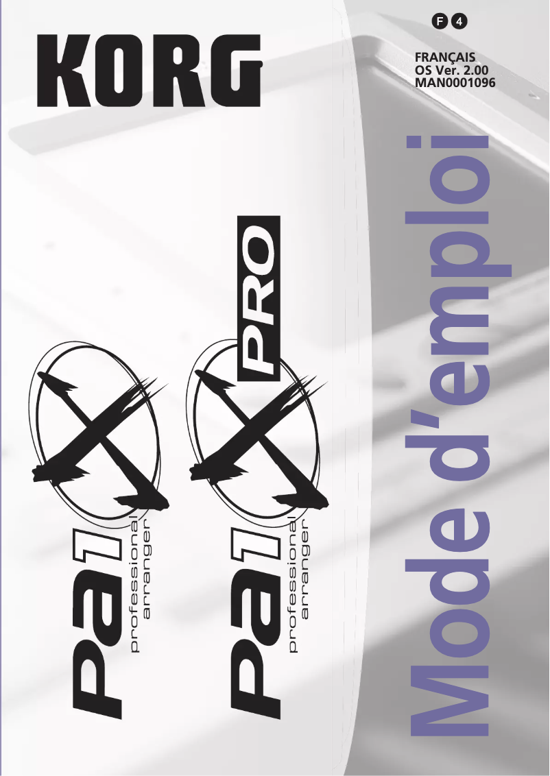 Page n°1 - Manuel utilisateur Korg Pa1X