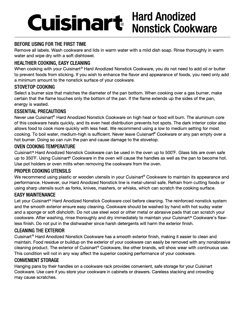 Page 1 de la notice Manuel utilisateur Cuisinart Chef's Classic 630-20