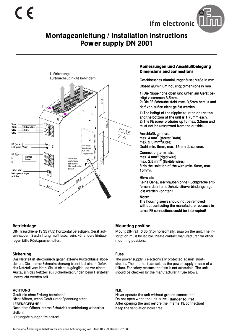 Image de la première page du manuel de l'appareil DN2001