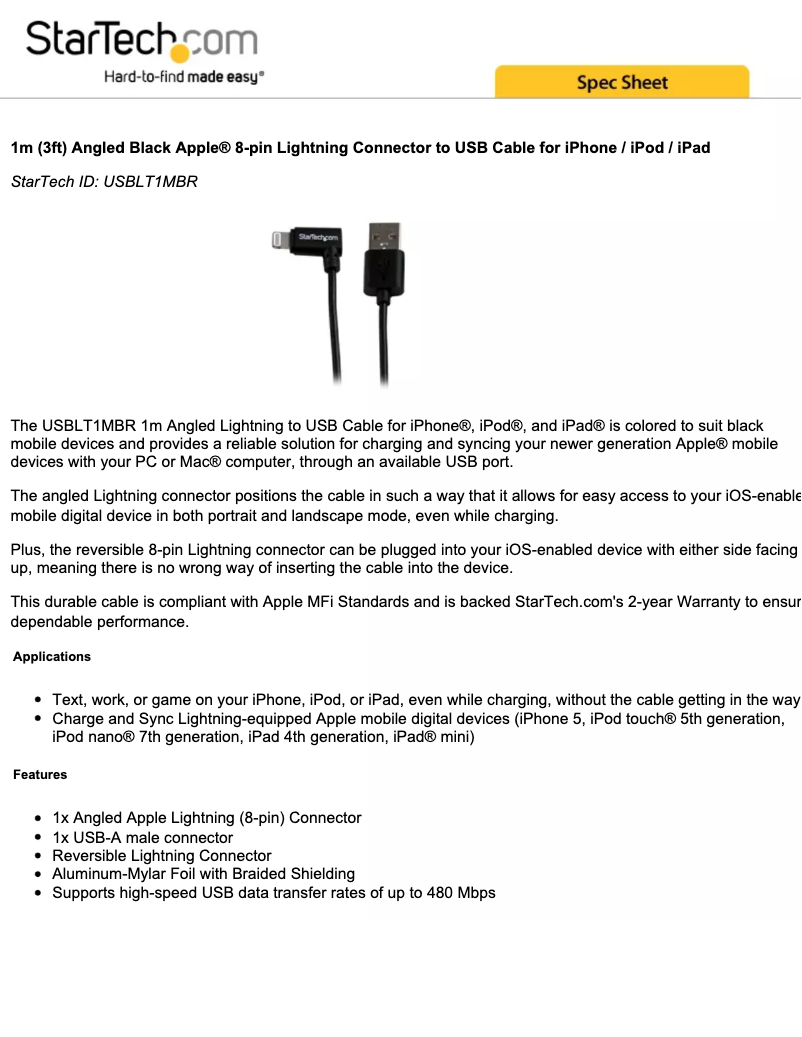 Page 1 de la notice Manuel utilisateur StarTech.com USBLT1MBR