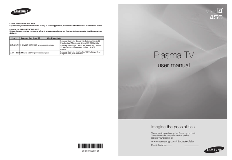 Página 1 del manual Manual de usuario Samsung PN42A450