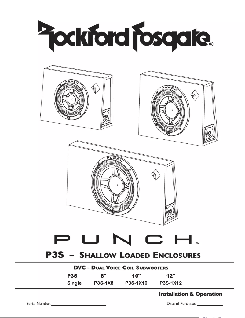 Page n°1 - Manuel utilisateur Rockford Fosgate Punch P3S-1X10