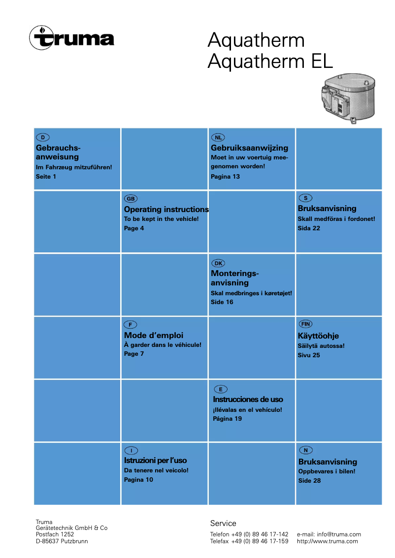 Page 1 de la notice Manuel utilisateur Trumatic Aquatherm EL