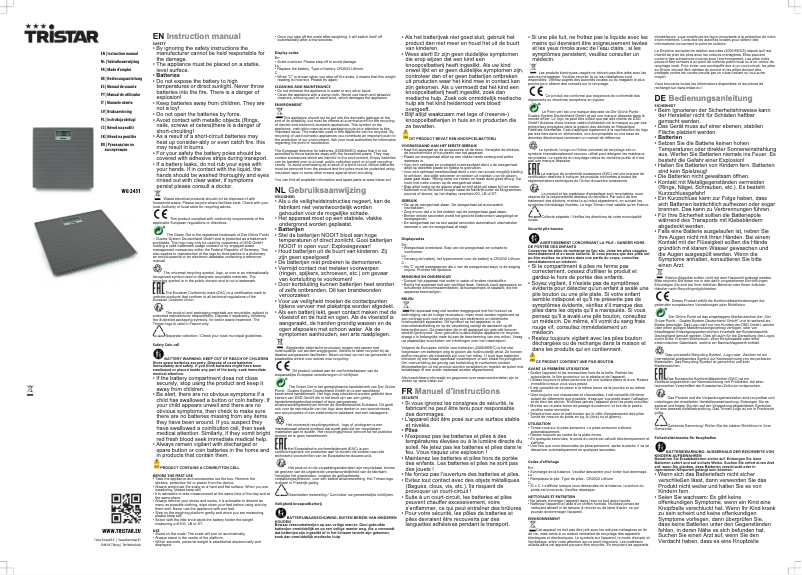 Page n°1 - Manuel utilisateur TriStar WG-2431