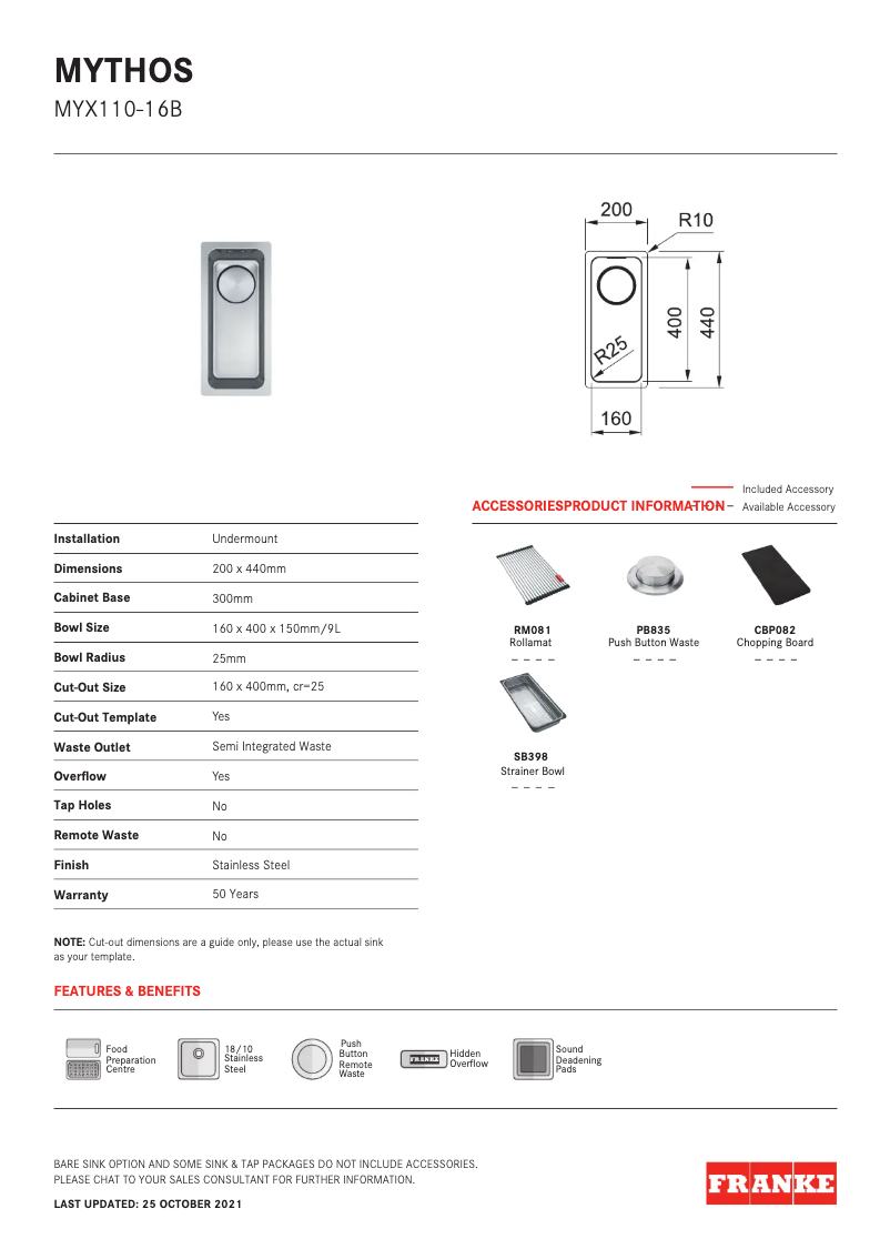 Page n°1 - Manuel utilisateur Franke Maris MYX110-16B